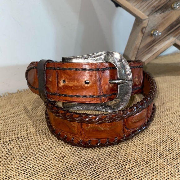 Post & Company Accessories - Post & Co Brown Crocodile Belt